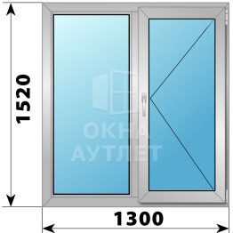 Двухстворчатое алюминиевое окно 1300×1520 Г-П ОА-54697