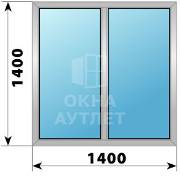 Двухстворчатое алюминиевое окно 1400×1400 Г-Г ОА-54202