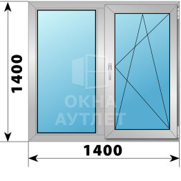 Двухстворчатое алюминиевое окно 1400×1400 Г-ПО ОА-54745