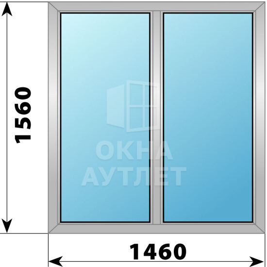 Двухстворчатое алюминиевое окно 1460×1560 Г-Г ОА-54364