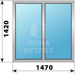 Двухстворчатое алюминиевое окно 1470×1420 Г-Г ОА-54277
