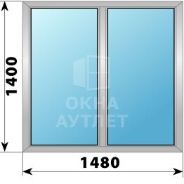 Двухстворчатое алюминиевое окно 1480×1400 Г-Г ОА-54259