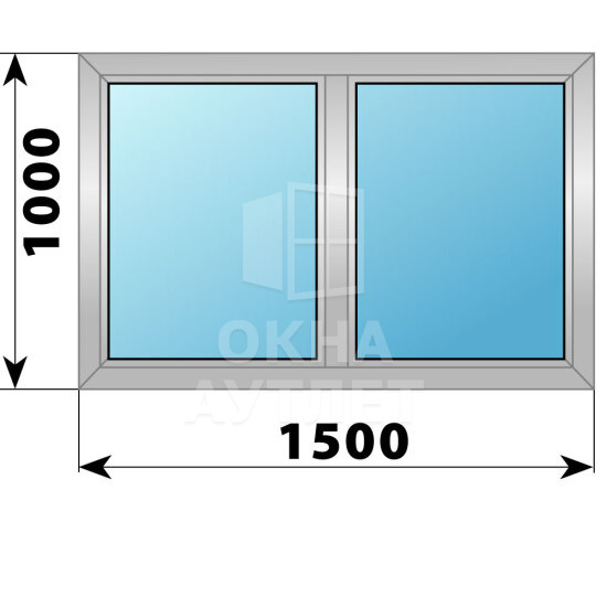 Двухстворчатое алюминиевое окно 1500×1000 Г-Г ОА-53983