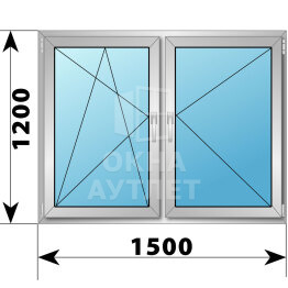Двухстворчатое алюминиевое окно 1500×1200 ПО-П ОА-54973
