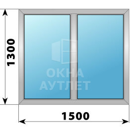 Двухстворчатое алюминиевое окно 1500×1300 Г-Г ОА-54175