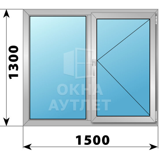 Двухстворчатое алюминиевое окно 1500×1300 Г-П ОА-54658