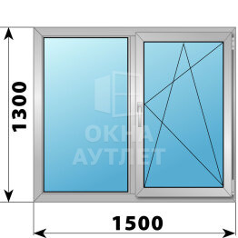 Двухстворчатое алюминиевое окно 1500×1300 Г-ПО ОА-54733