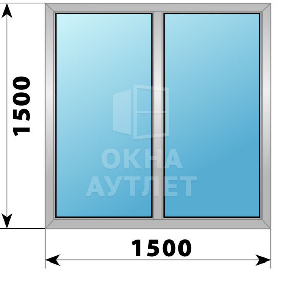 Двухстворчатое алюминиевое окно 1500×1500 Г-Г ОА-54343