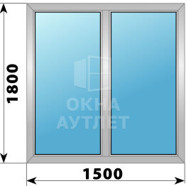 Двухстворчатое алюминиевое окно 1500×1800 Г-Г ОА-54526