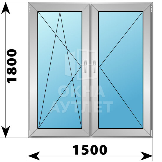 Двухстворчатое алюминиевое окно 1500×1800 ПО-П ОА-51860