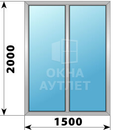 Двухстворчатое алюминиевое окно 1500×2000 Г-Г ОА-54619