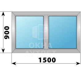 Двухстворчатое алюминиевое окно 1500×900 Г-Г ОА-53327