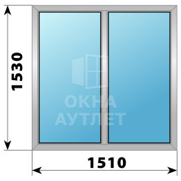 Двухстворчатое алюминиевое окно 1510×1530 Г-Г ОА-54367