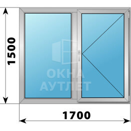 Двухстворчатое алюминиевое окно 1700×1500 Г-П ОА-54835
