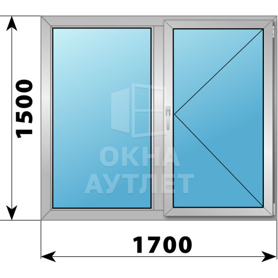 Двухстворчатое алюминиевое окно 1700×1500 Г-П ОА-54835