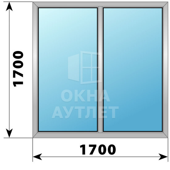 Двухстворчатое алюминиевое окно 1700×1700 Г-Г ОА-54562