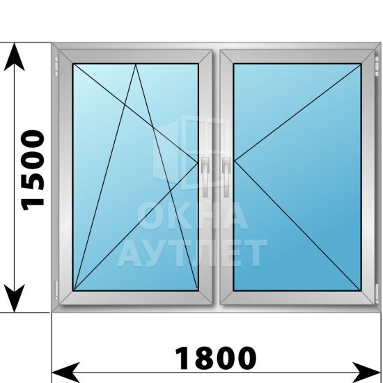 Двухстворчатое алюминиевое окно 1800×1500 ПО-П ОА-55117