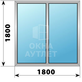 Двухстворчатое алюминиевое окно 1800×1800 Г-Г ОА-54634