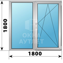 Двухстворчатое алюминиевое окно 1800×1800 Г-ПО ОА-51719