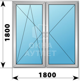 Двухстворчатое алюминиевое окно 1800×1800 ПО-П ОА-51530