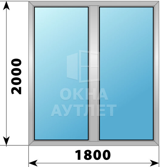 Двухстворчатое алюминиевое окно 1800×2000 Г-Г ОА-54751