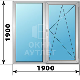 Двухстворчатое алюминиевое окно 1900×1900 Г-ПО ОА-51776