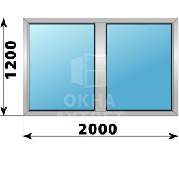 Двухстворчатое алюминиевое окно 2000×1200 Г-Г ОА-53516