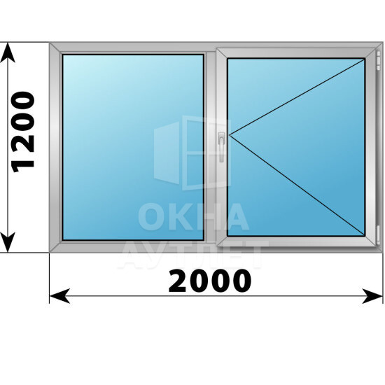 Двухстворчатое алюминиевое окно 2000×1200 Г-П ОА-54766