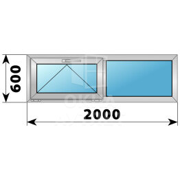 Двухстворчатое алюминиевое окно 2000×600 О-Г ОА-53519