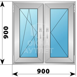 Двухстворчатое алюминиевое окно 900×900 ПО-П ОА-54823