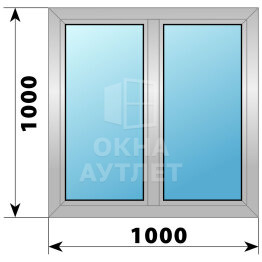 Двухстворчатое деревянно-алюминиевое окно 1000×1000 Г-Г ОА-45054