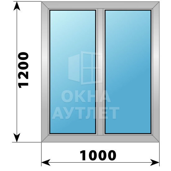 Двухстворчатое деревянно-алюминиевое окно 1000×1200 Г-Г ОА-45123