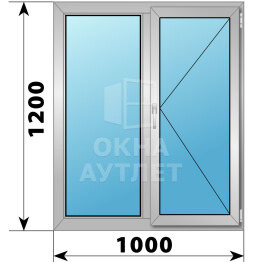 Двухстворчатое деревянно-алюминиевое окно 1000×1200 Г-П ОА-45750
