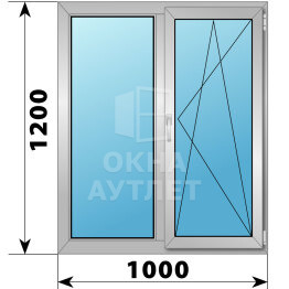 Двухстворчатое деревянно-алюминиевое окно 1000×1200 Г-ПО ОА-49691