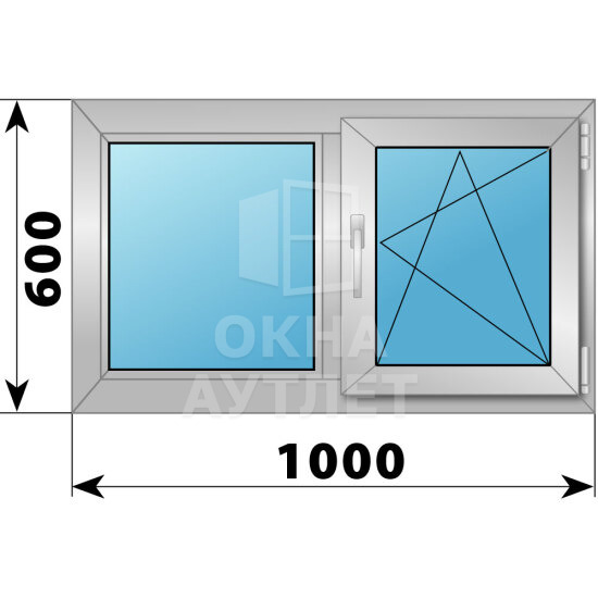 Двухстворчатое деревянно-алюминиевое окно 1000×600 Г-ПО ОА-45078
