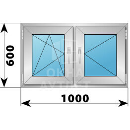 Двухстворчатое деревянно-алюминиевое окно 1000×600 ПО-П ОА-45057
