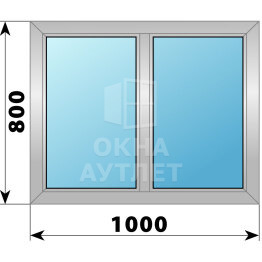 Двухстворчатое деревянно-алюминиевое окно 1000×800 Г-Г ОА-44424