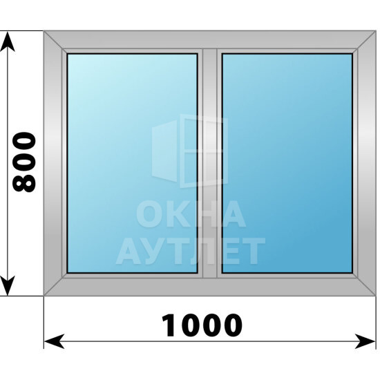 Двухстворчатое деревянно-алюминиевое окно 1000×800 Г-Г ОА-44424