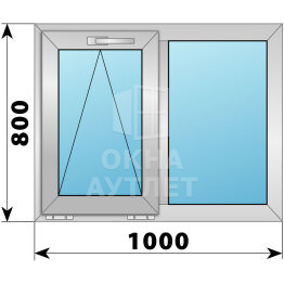 Двухстворчатое деревянно-алюминиевое окно 1000×800 О-Г ОА-49298