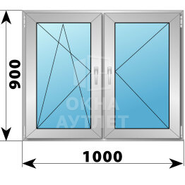 Двухстворчатое деревянно-алюминиевое окно 1000×900 ПО-П ОА-45654