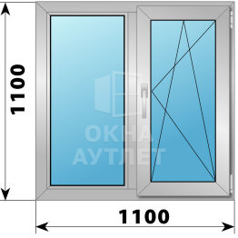 Двухстворчатое деревянно-алюминиевое окно 1100×1100 Г-ПО ОА-45816