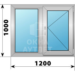 Двухстворчатое деревянно-алюминиевое окно 1200×1000 Г-П ОА-49643