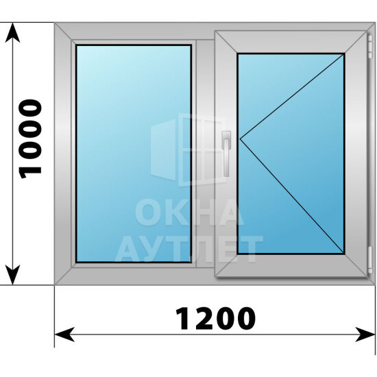Двухстворчатое деревянно-алюминиевое окно 1200×1000 Г-П ОА-49643
