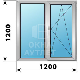 Двухстворчатое деревянно-алюминиевое окно 1200×1200 Г-ПО ОА-46086
