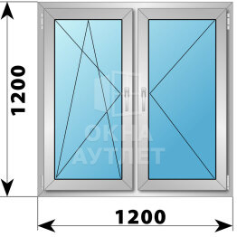 Двухстворчатое деревянно-алюминиевое окно 1200×1200 ПО-П ОА-43953