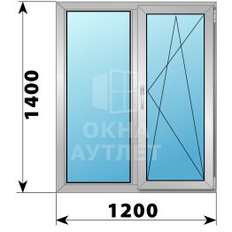 Двухстворчатое деревянно-алюминиевое окно 1200×1400 Г-ПО ОА-46392