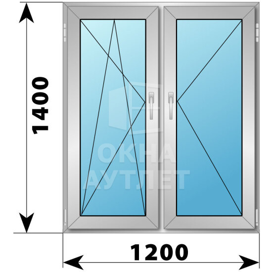 Двухстворчатое деревянно-алюминиевое окно 1200×1400 ПО-П ОА-50222