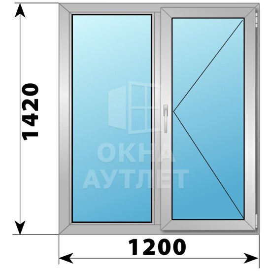 Двухстворчатое деревянно-алюминиевое окно 1200×1420 Г-П ОА-46380