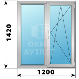 Двухстворчатое деревянно-алюминиевое окно 1200×1420 Г-ПО ОА-46422