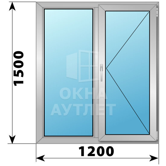 Двухстворчатое деревянно-алюминиевое окно 1200×1500 Г-П ОА-46467